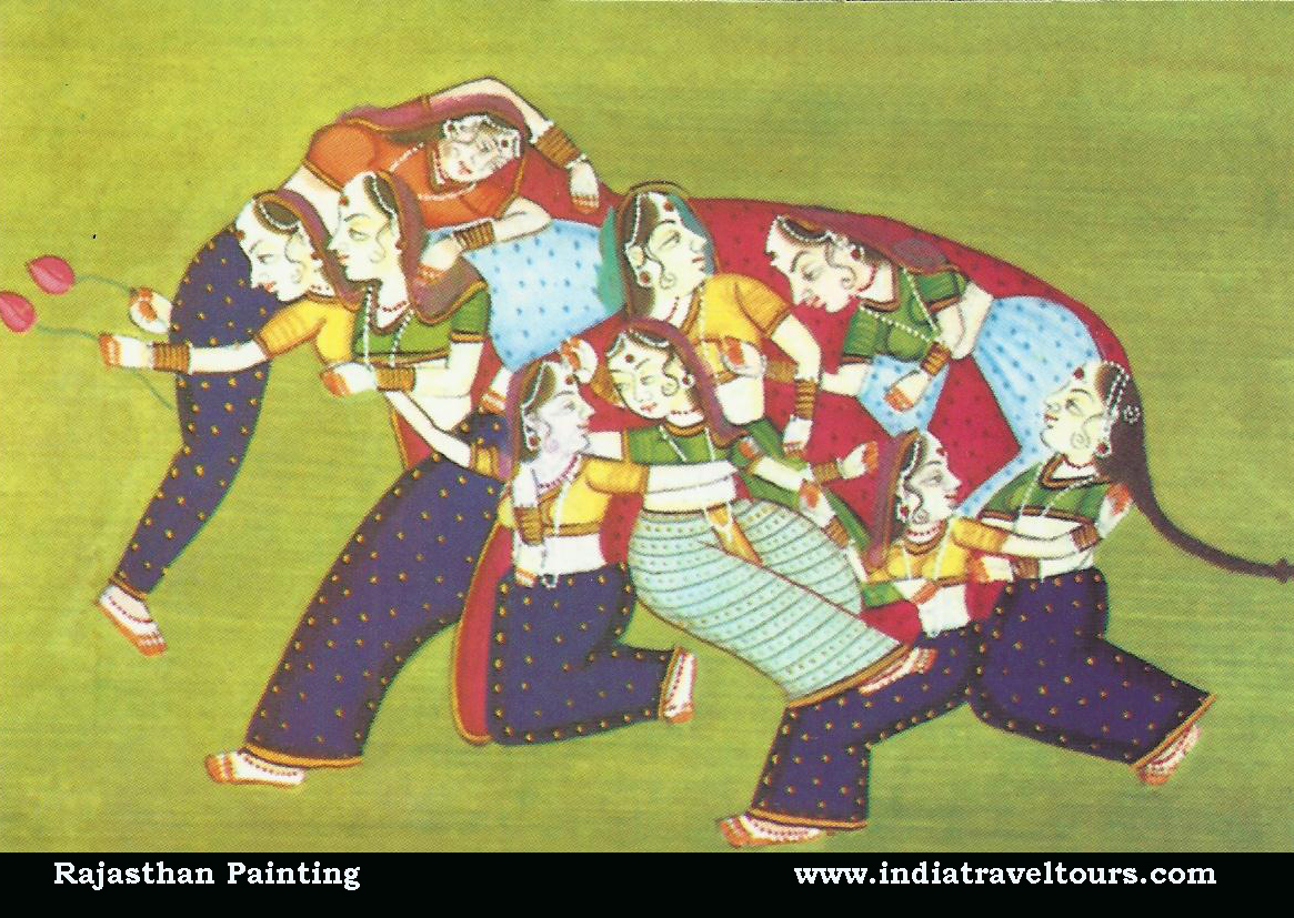 Beautiful Image of Elephant Painting of India